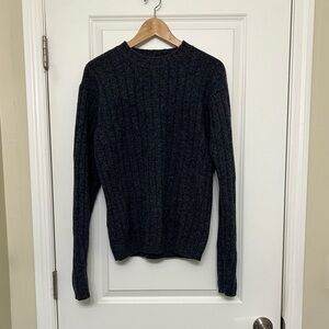 Vintage Oversized Navy Blue Ribbed Wool Sweater